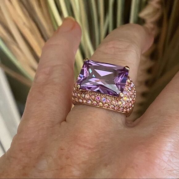 Amethyst Rose Gold Brass Ring Ion Plating sizes 7,8,9,10 - Picture 4 of 9